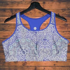 Coolibar Medley Swim Bra Womens Large UPF 50+ Racerback Blue Mandala Worn Once